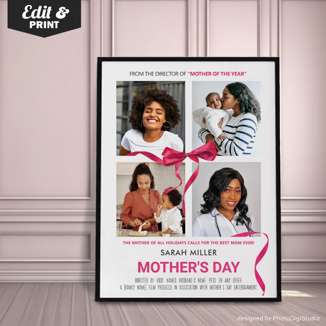 Editable Movie Poster Mothers Day Gift for Mama (Personalized Mothers Day Movie Poster Gift, Custom Portrait Print for Mom, Unique Gift for Mom)