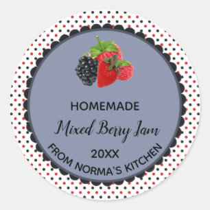 Editable Multicolor Polka Dot Mixed Berry Jam Runder Aufkleber