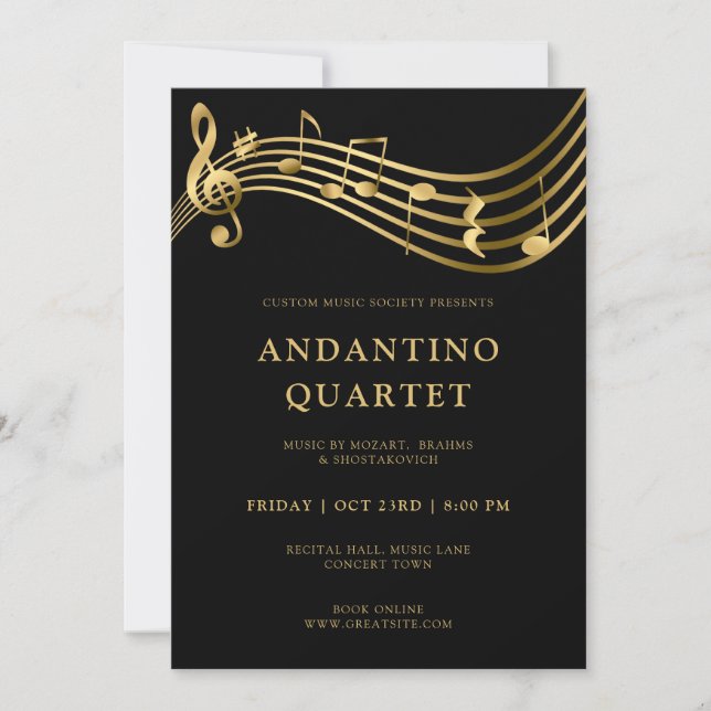 Editable Music Concert Template Elegante Einladung (Vorderseite)