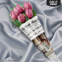 Editable Mütter Day Newspapier Blume Bouquet