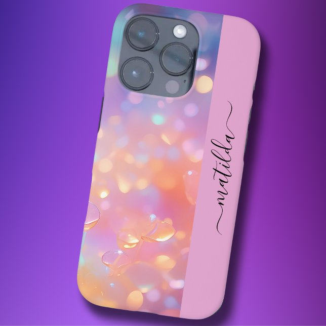 EDITABLE Name funkelnd Bokeh farbenfrohe Prisma iPhone 16 Pro Hülle (Von Creator hochgeladen)