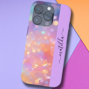 EDITABLE Name funkelnd Bokeh farbenfrohe Prisma iPhone 16 Pro Hülle