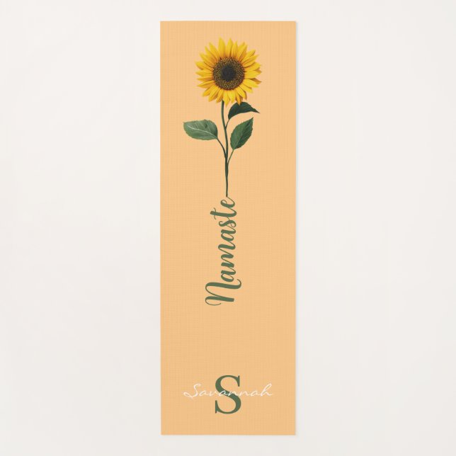 Editable Name Sunflower Namaste Yogamatte (Vorderseite)