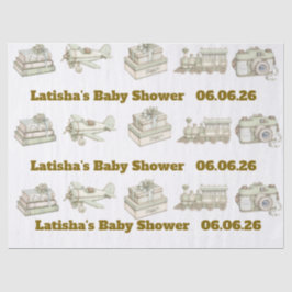 Editable Neutral Baby Shower Tissue Paper Seidenpapier