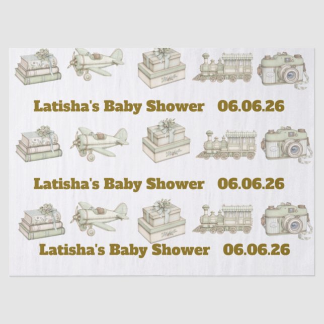 Editable Neutral Baby Shower Tissue Paper Seidenpapier (Vorderseite)