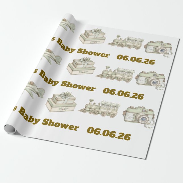 Editable Neutral Baby Shower Wrapping Paper  Geschenkpapier (Ungerollt)