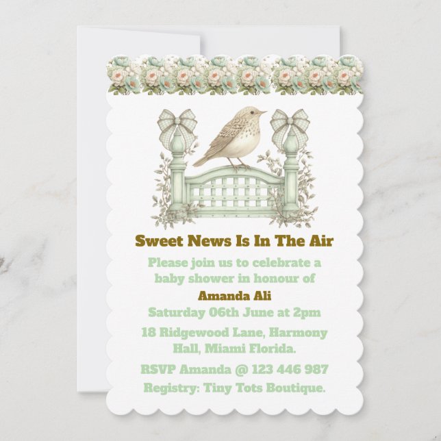 Editable Neutral Vintage Baby Shower Invitation Einladung (Vorderseite)