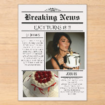 Editable Newspaper Birthday Invitation Template 