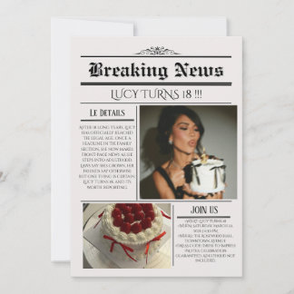 Editable Newspaper Birthday Invitation Template  Einladung