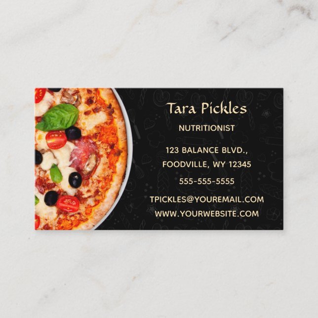Editable Nutritionist Dietitians Pizza Visitenkarte (Vorderseite)