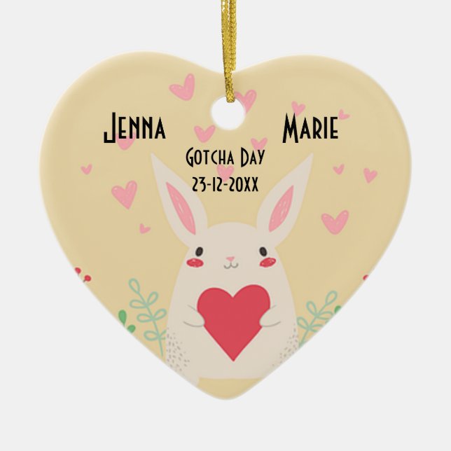 Editable Offizielle Gotcha-Adoption Keramik Ornament (Vorne)