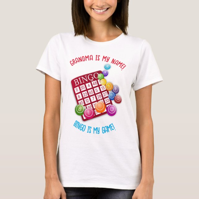 Editable Oma ist mein Name Bingo ist mein Spiel T-Shirt (Vorderseite)