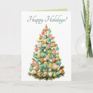 Editable Pastel Christmas Tree Happy Holidays Karte