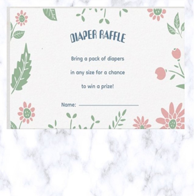 Editable Pastel Floral Diaper Raffle Begleitkarte (Von Creator hochgeladen)