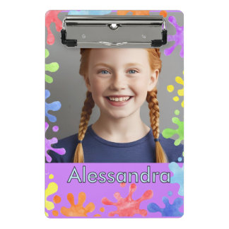 Editable Pastel Splash Custom Photo alessandra Mini Klemmbrett