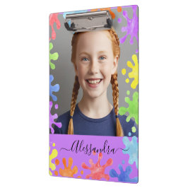 Editable Pastel Splash Custom Photo Frame Klemmbrett