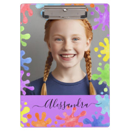Editable Pastel Splash Custom Photo Frame  Klemmbrett