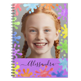 Editable Pastel Splash Custom Photo Frame  Notizblock