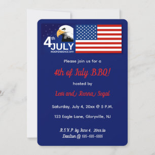 Editable Patriotic 4. Juli Feier Adler Einladung