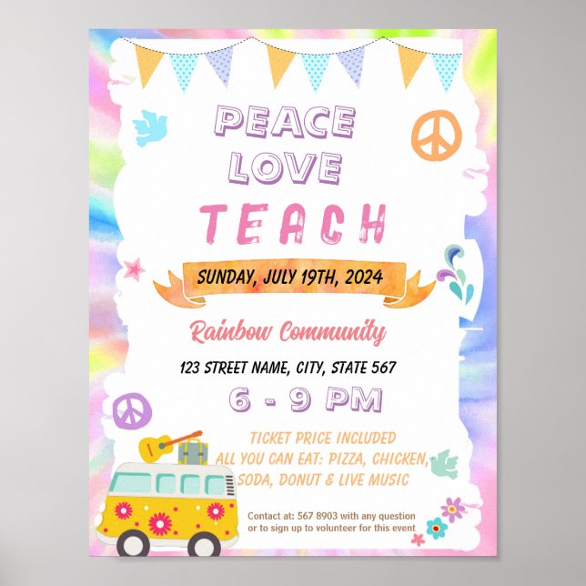Editable Peace Liebe Teach Flyer Poster (Vorne)