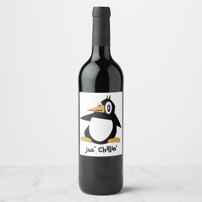 Editable Percius The Pinguin Weine Labels Weinetikett (Vorderseite)
