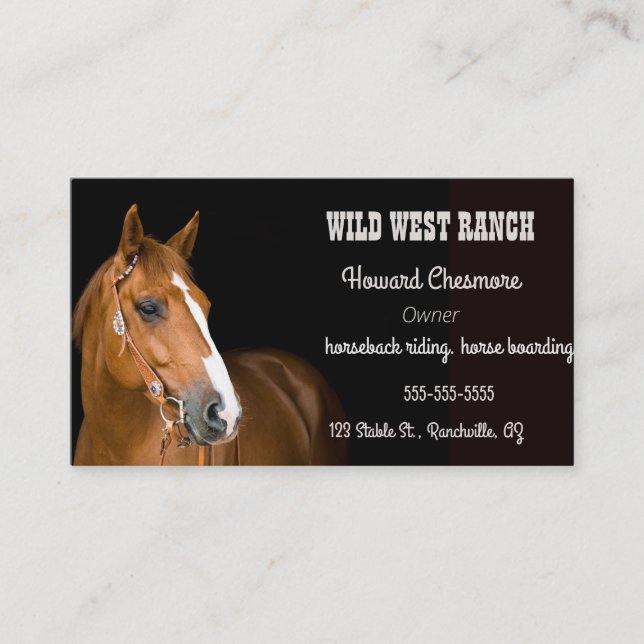 Editable Pferdestable Ranch Business Card Visitenkarte (Vorderseite)