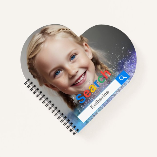 Editable Photo blue grey  glitter Google  Notizbuch (Vorderseite)