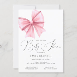 Editable Pink Bow Coquette Einladung