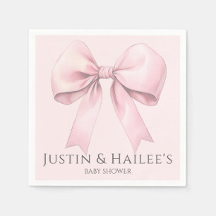 Editable Pink Bow Girl Coquette Babydusche Serviette