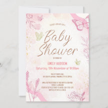 Editable Pink Butterfly Einladung