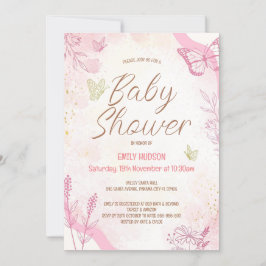 Editable Pink Butterfly Invitation Einladung