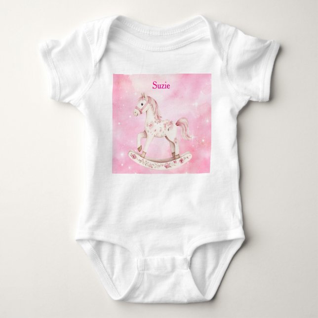 Editable Pink Chinoiserie Baby Bodysuit Strampler (Vorderseite)