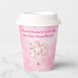 Editable Pink Chinoiserie Baby Shower Tableware Pappbecher