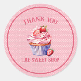 Editable Pink Cupcake Sticker – Custom Bakery