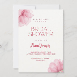 Editable Pink Floral Bridal Dusche Einladung