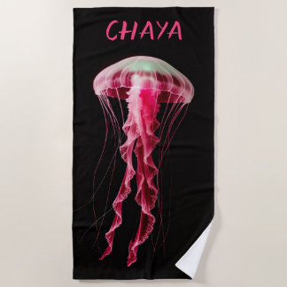 Editable Pink Jellyfish Strandtuch