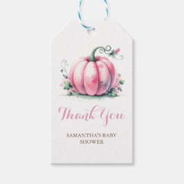 Editable Pink Pumpkin Gevor Tags Fall Baby Dusche Geschenkanhänger
