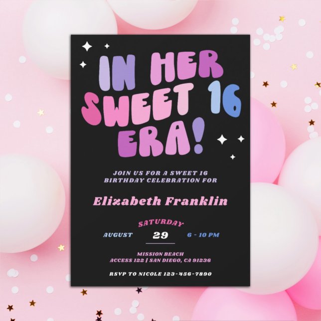 Editable Pink und Lila Satin Sweet 16 Era Einladung (Von Creator hochgeladen)