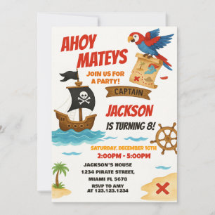 Editable Pirate Birthday Einladung