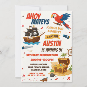 Editable Pirate Birthday Party Einladung