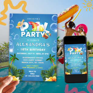 Editable Pool Party Geburtstag Einladung
