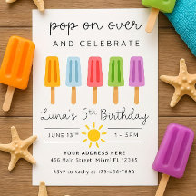 Editable Popsicle Birthday Einladung Summer Birth
