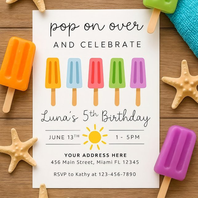 Editable Popsicle Birthday Einladung Summer Birth (Von Creator hochgeladen)