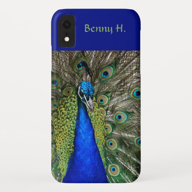 Editable Proud Peacock Blues and Grüntöne Case-Mate iPhone Hülle (Rückseite)