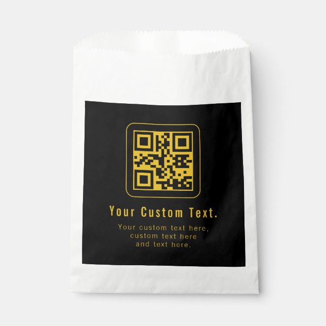 Editable QR Code & Text Template | Black & Gold Geschenktütchen (Vorderseite)