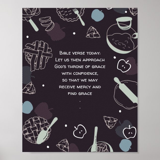 Editable Quotes Backen Apfelkuchen Cartoon Poster (Vorne)
