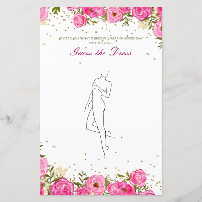 Editable Ratgeber für das Dress Brautparty Game (Vorderseite)