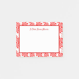 Editable Red White Peppermint Pattern Holiday Post-it Klebezettel