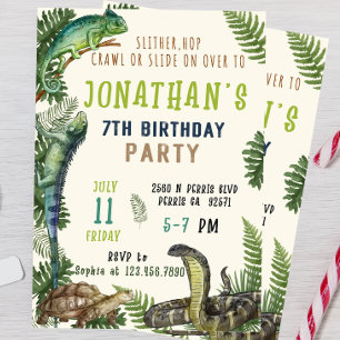 Editable Reptile Birthday Einladung Vorlage