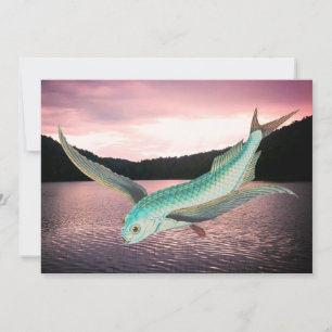 Editable Retro Fisch Zeichnend Foto See Gruß Feiertagskarte